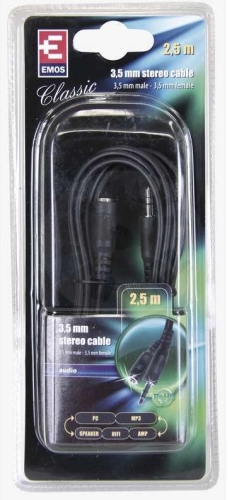 Emos Audio prodlužovací kabel m/f Jack 3,5mm stereo - 2,5m