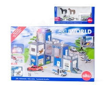 SIKU World - policejní stanice a auto pro přepravu koní