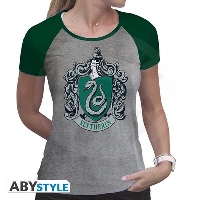 HARRY POTTER - Tshirt "Slytherin" woman SS grey &amp; green - premium XL