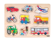 Woody Puzzle na desce - Dopravní prostředky