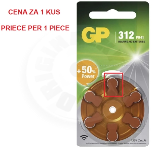 GP Hearing Aid Battery (baterie do naslouchátek) 1,4V ZA312 zinkovzdušná - 1ks