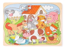 Woody Puzzle na desce ´´Domácí veselá zvířátka´´