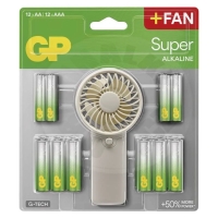 GP - Super alkalická baterie 12x AA +12x AAA + Větráček zdarma