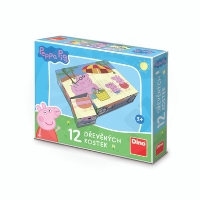 Dřevěné licenční kostky Peppa Pig – 12 kostek