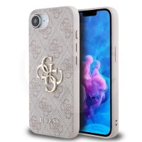 Guess PU 4G Metal Logo Zadní Kryt pro iPhone 16e Pink