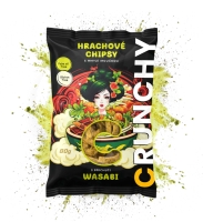 Crunchy Hrachové chipsy s hmyzí moučkou - Wasabi 80g (prošlé) Crunchy Hrachové chipsy s hmyzí moučkou - Wasabi 80g (prošlé)