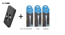 BLUE Power BBJ7 - QI Powerbank 10000mAh + 3 kabely ZDARMA (micro-usb, lightning, usb-c