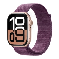 Apple Watch Series 10 GPS 42mm Rose Gold Aluminium Case with Plum Sport Loop