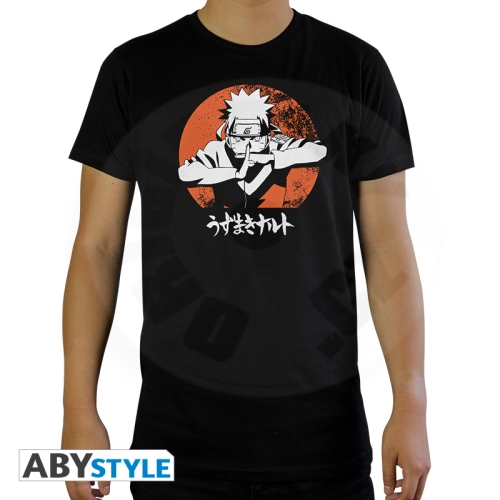 NARUTO SHIPPUDEN - Tshirt "Naruto" man SS black - basic L_(1)