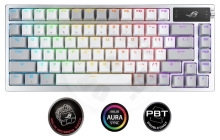 ASUS klávesnice ROG AZOTH Moonlight White (ROG NX Snow / PBT) bezdrátová, ARGB, US - bílá