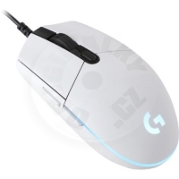 Logitech G203 Lightsync, drátová herní myš, bílá