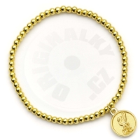 Náramek s kuličkami ve zlaté barvě s fotbalovým klubem Liverpool