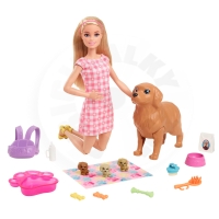 Barbie Panenka a novorozená štěňátka HCK75