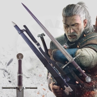 Dlouhý Zaklínačský meč/WITCHER - ocelový "SWORD ON HUMANS" s pevnou pochvou a popruhem!