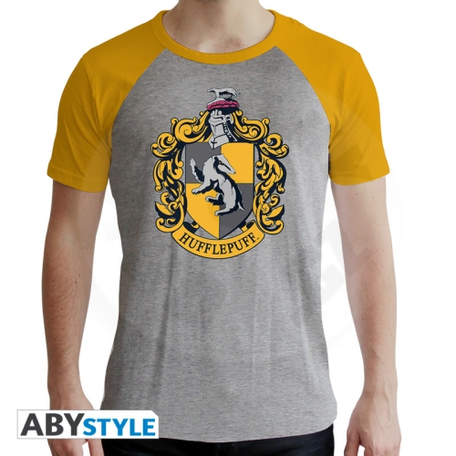 HARRY POTTER - Tshirt "Hufflepuff" man SS grey & yellow 2XL_(1)